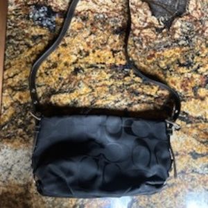 Coach Signature  Black on Black Classic Pattern Shoulder Bag Serial F1194-F15068
